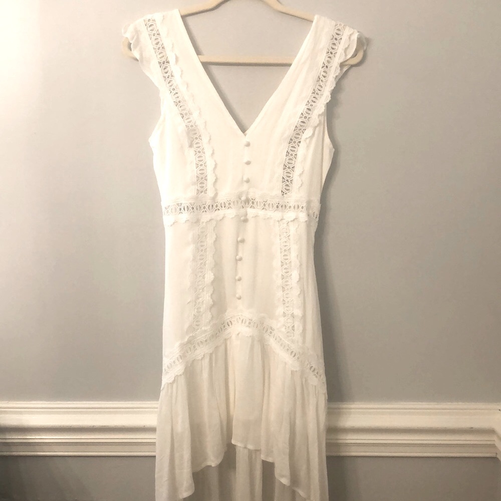 High Low White Midi Dress